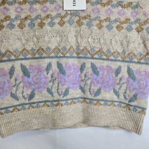 Heartloom Cottagecore Jacquard Floral Sweater Vest, Oat Beige, Small 236S52A NEW - Picture 8 of 11
